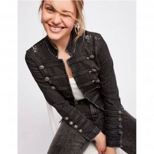 Free People Black Jean Jacket